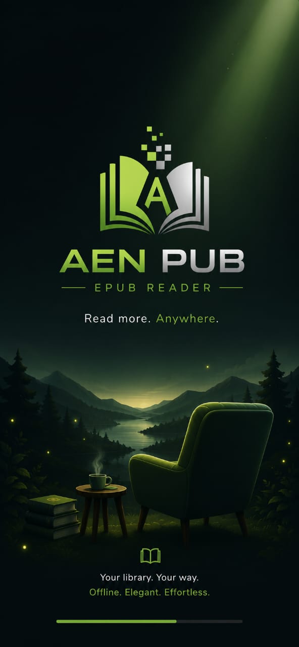 AEN Pub epub reader splash screen: Read more. Anywhere.