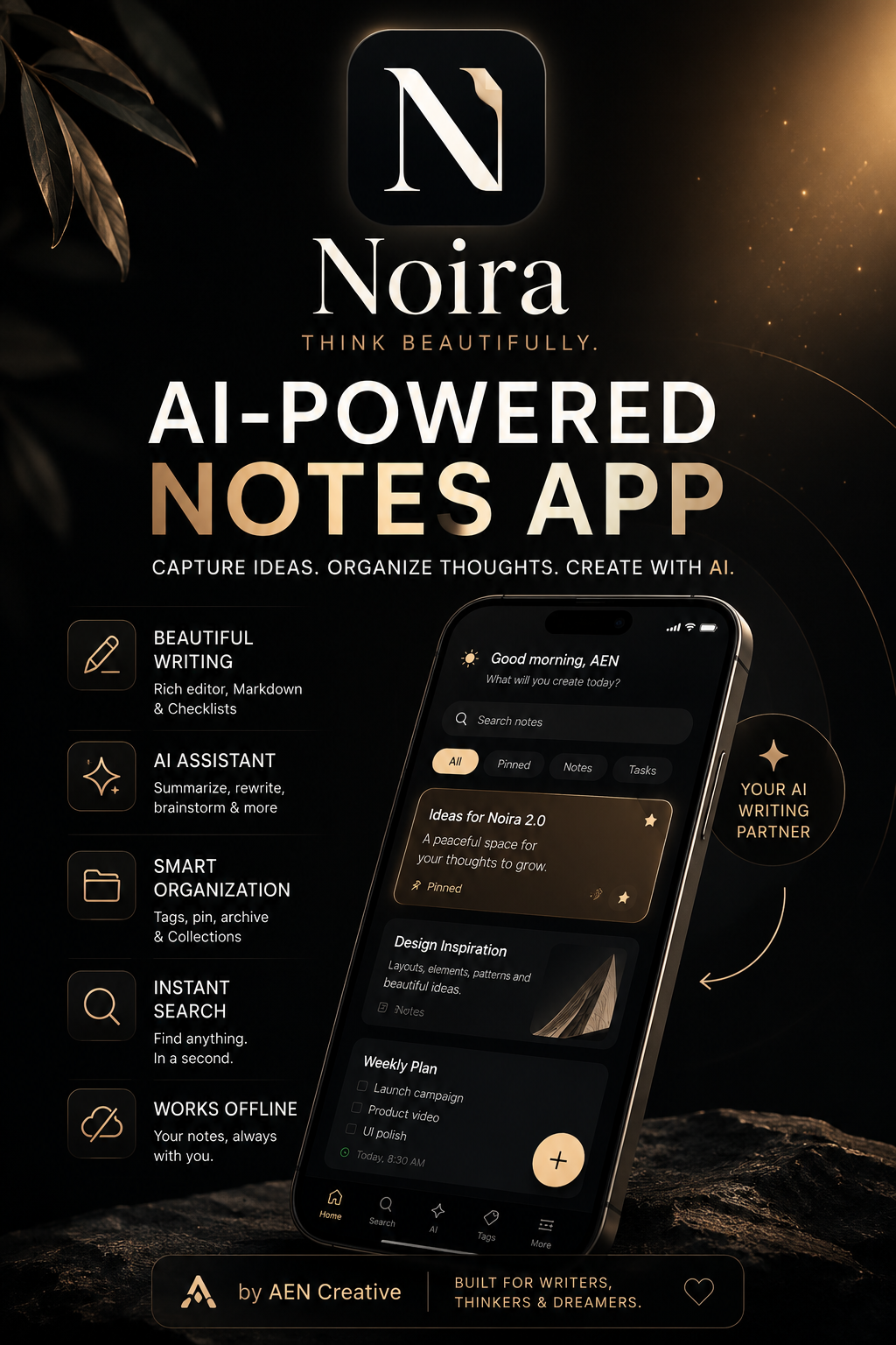 Noira, an AI-powered notes app: capture ideas, organize thoughts, create with AI